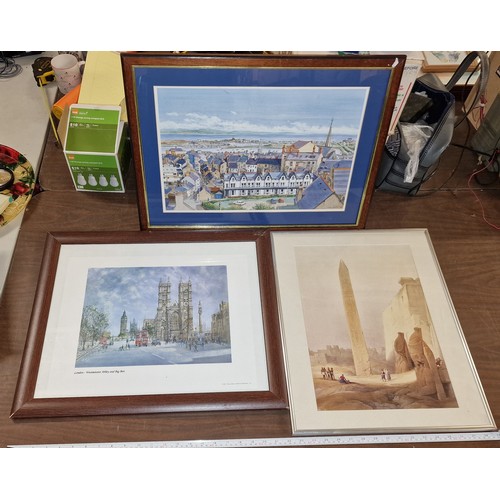 74 - 3 x framed prints after original land mark paintings