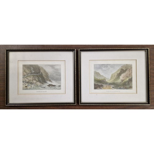 58 - Pair of 27 x 22 cm framed and mounted colour prints after 18th century engravings of North Wales sce... 