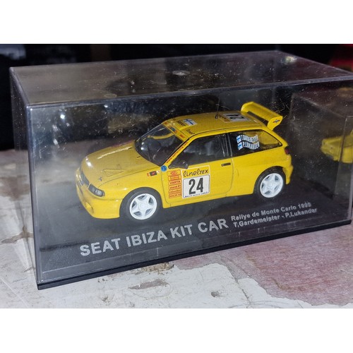 96 - Seat ibiza kit car 1/43 rally car, as new in perspex case