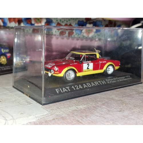 116 - Fiat 124 Abarth 1/43 rally car, as new in perspex case