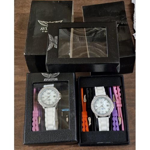 120 - 2 x new and cased Aviator F Series watches with interchangeable straps