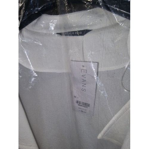 241 - New and tagged (£50 price) Evans full length evening jacket size 18
