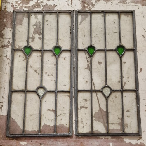 167 - Pair of 23 x 48.5 cm leaded stained glass panels