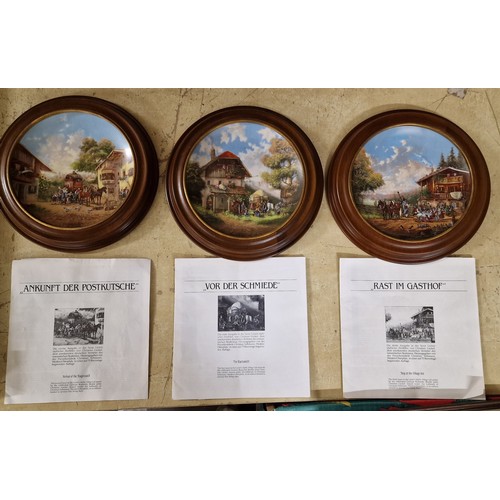 156 - Trio of Bradex collectors plates in wooden wall frames, with COA's