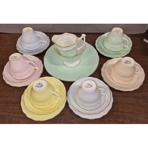 309 - Old Royal bone china 6 place setting, 21-piece harlequin tea set