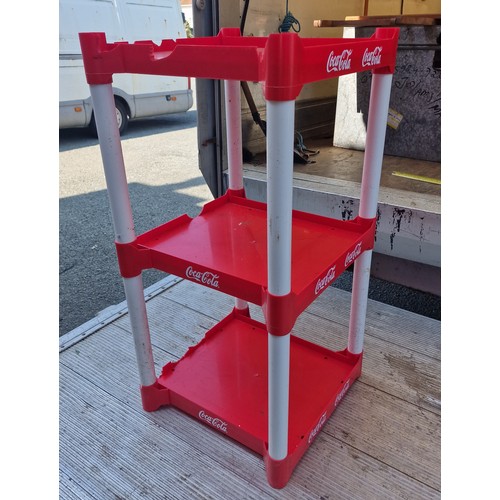 119 - 48 x 46 cm collapsible retro Coca Cola 3 tier tray stand - all trays have damage on sides