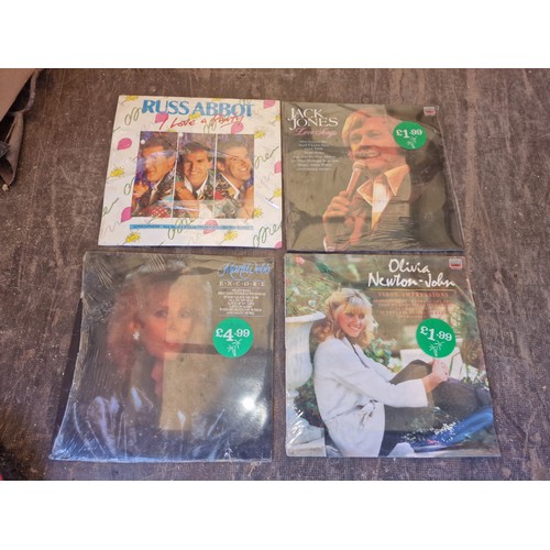 136 - 4 x new and sealed easy listening vinyl albums, Olivia Newton John/Marti Webb/Jack Jones/Russ Abbot