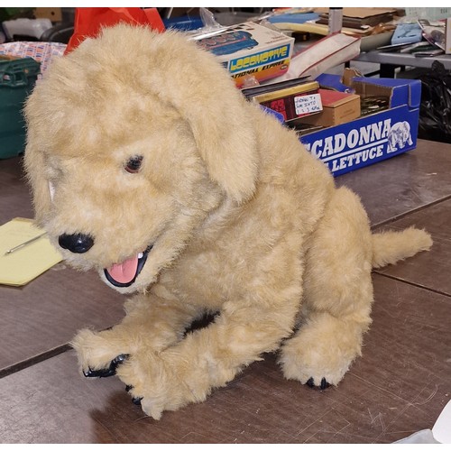 121 - Approx 2 ft Fur Real animatronic dog by Tiger Electronics - working but bit tatty and head not firm