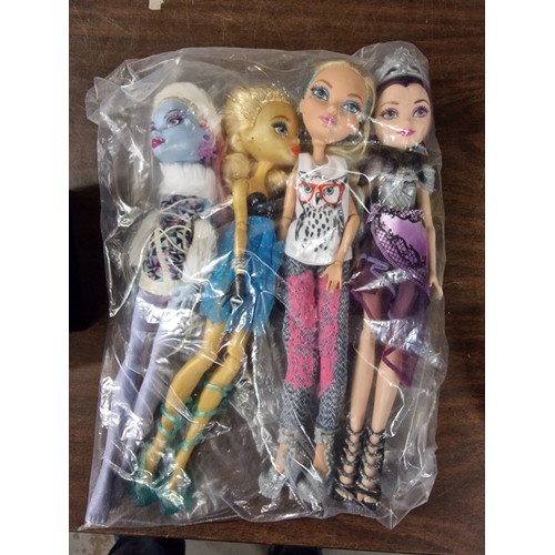 64 - Bundle of 4 x Monster High & Happy Ever After High dolls by Mattel