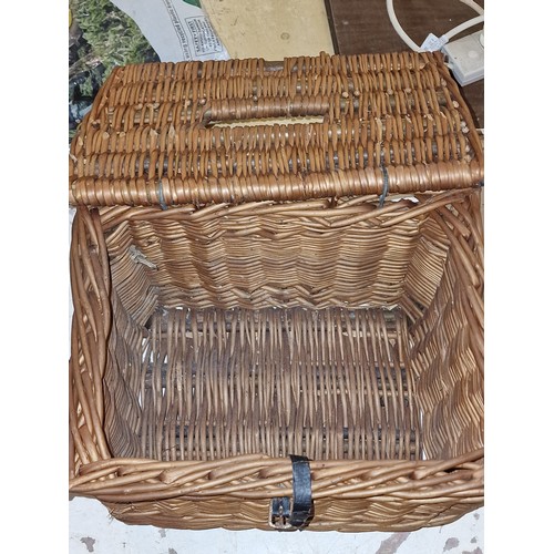 4 - 34 x 25 x 29 cm vintage childs willow wicker fishing box seat