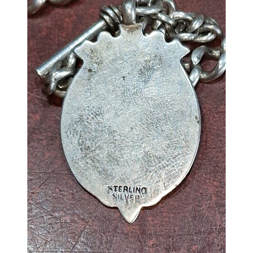 70 - Silver pocket watch chain and fob