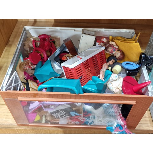 21 - Bundle of assorted dolls house furniture and accessories plus  some dolls and dolls clothes