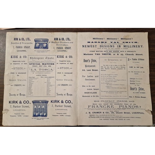 106 - Trio of 19th century Shakespeare theatre Liverpool matinee programmes being 1894, 1895 & 1898