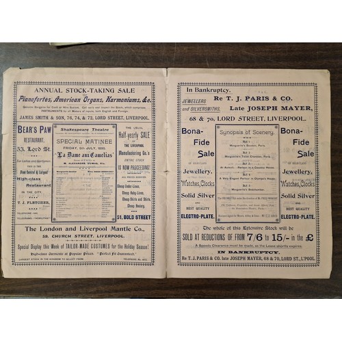 106 - Trio of 19th century Shakespeare theatre Liverpool matinee programmes being 1894, 1895 & 1898