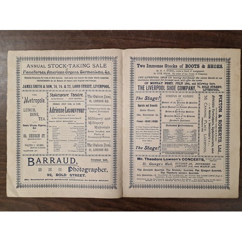 106 - Trio of 19th century Shakespeare theatre Liverpool matinee programmes being 1894, 1895 & 1898