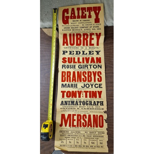 117 - 1901 Gaiety Theatre West Hartlepool variety show poster