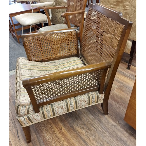 155 - Rattan Bergere armchair - needs support strengthening