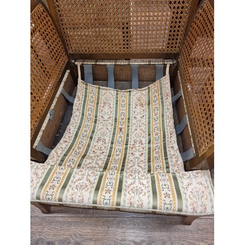 155 - Rattan Bergere armchair - needs support strengthening