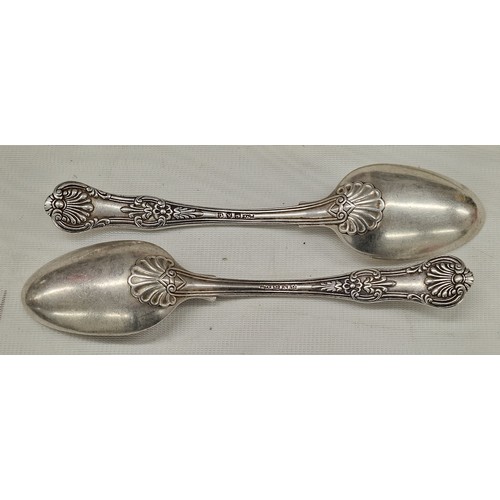 34 - Pair of hallmarked silver dessert spoons stamped P & Co - weighing 140.3 gms