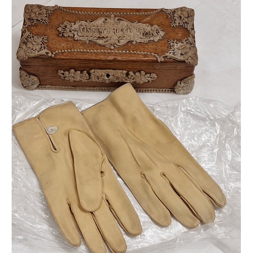 73 - Vintage French glove box with gloves