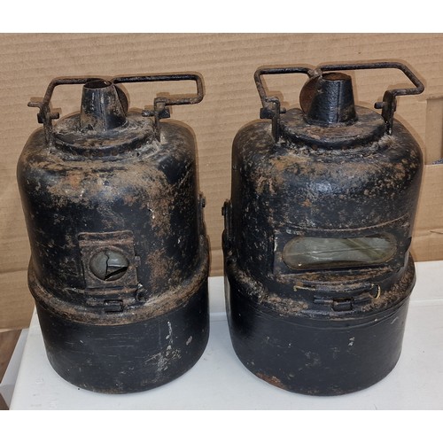 72 - 2 x mid-century B.R. railway lamps