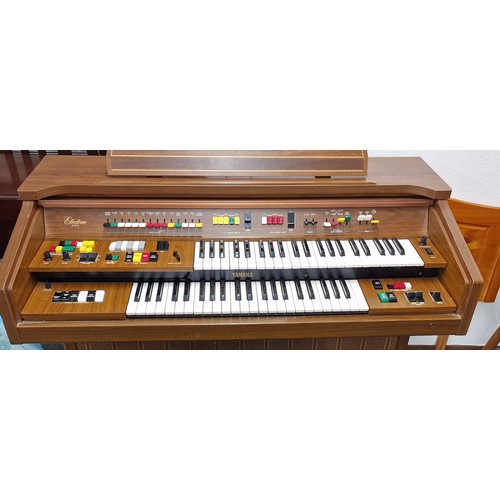 90 - Yamaha Electone B605 electric organ with steel framed storage stool - working but on/off switch does... 
