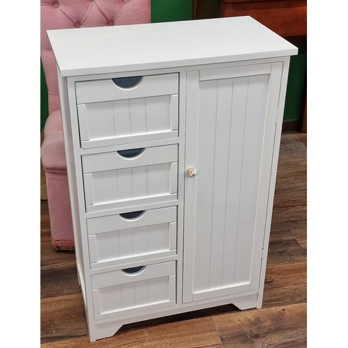 89 - 55 x 31 x 81 cm white freestanding 4 drawer bathroom cabinet