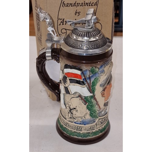 208 - Boxed limited edition Red Baron vintage German stein