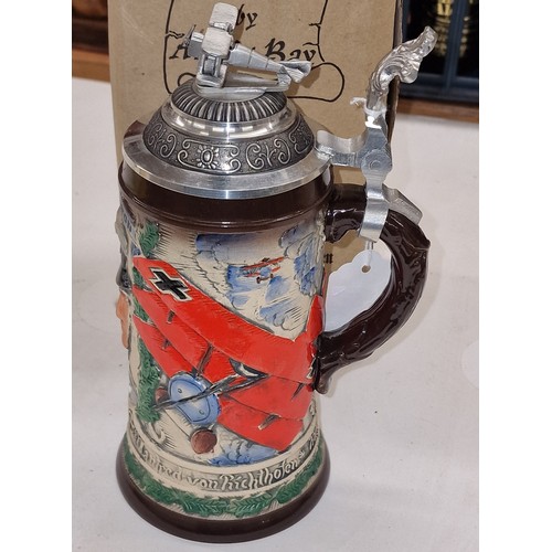 208 - Boxed limited edition Red Baron vintage German stein