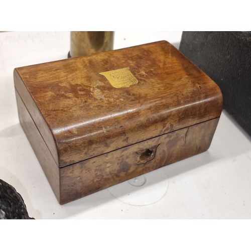 70 - 16 x 11.5 x 7.5 cm old wooden gold/silver/notes box