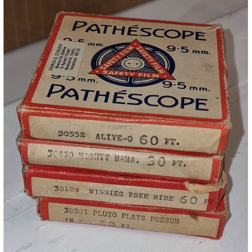 105 - 4 x boxed Pathescope 1950's Disney Mickey Mouse 9.5mm films
