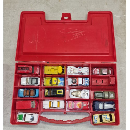 123 - Matchbox carry case with 18 x assorted Matchbox vehicles