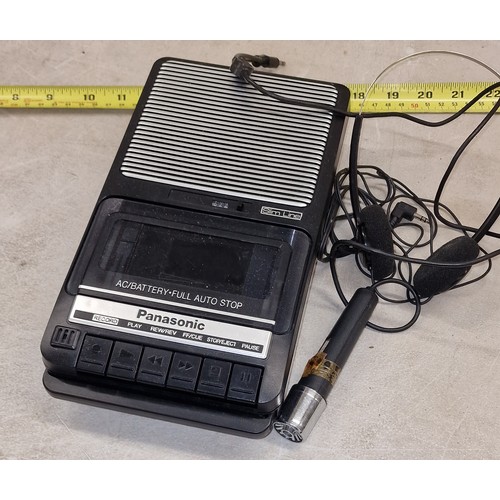 146 - Panasonic slimline retro portable tape recorder with mic and head phones