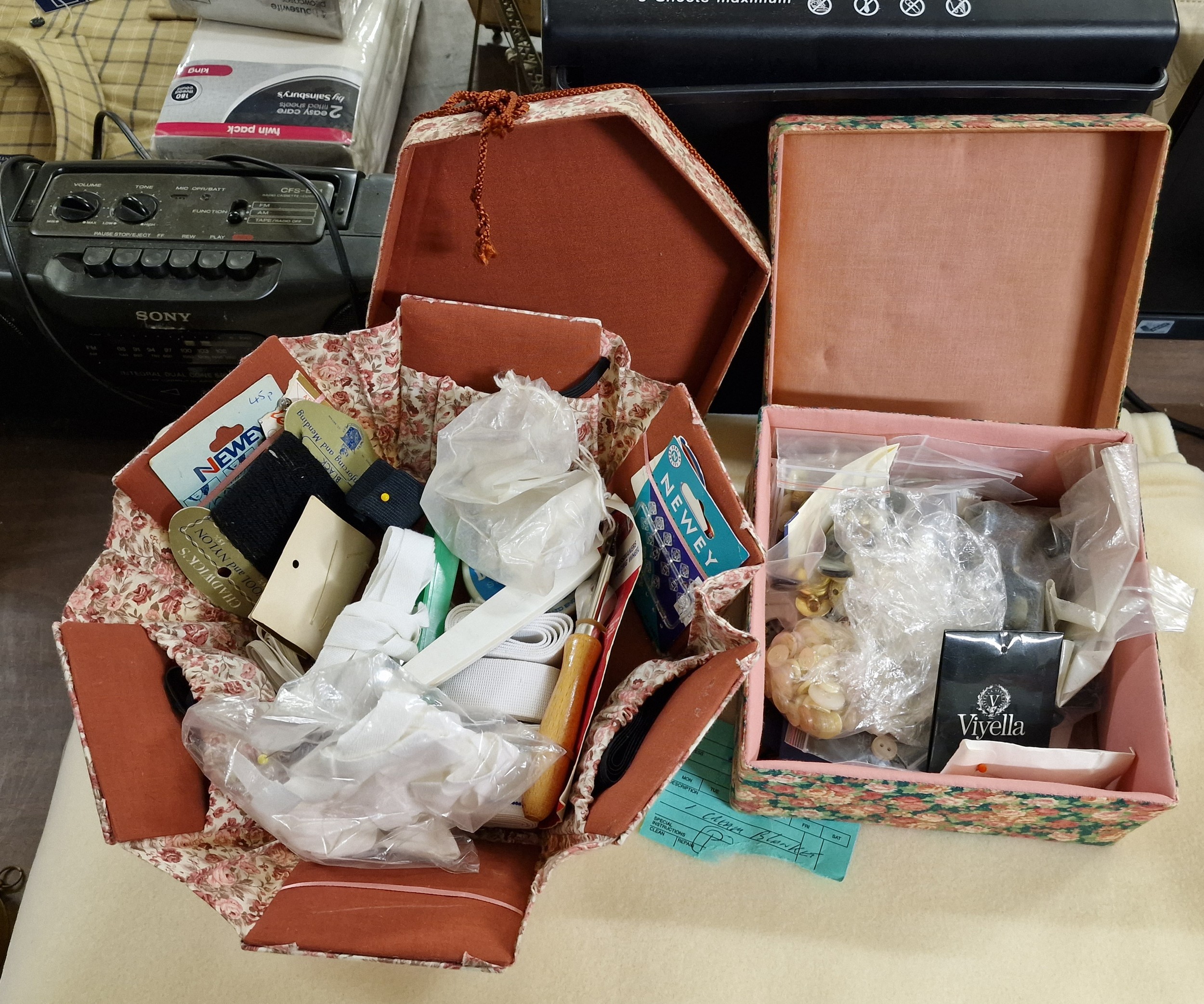 Two Vintage Sewing Boxes & Contents