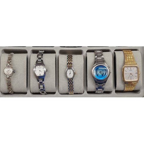 Zip fasten multiple watch case with 10 x assorted ladies and gents watches
