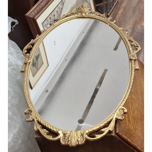 305 - 39.5 x 66.5 cm ornate gilt metal frame wall mirror