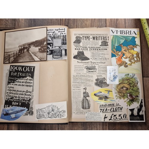 81 - Large and interesting vintage scrap book full of assorted newspaper and magazine cuttings, photograp... 