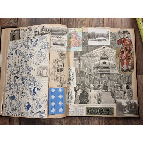 81 - Large and interesting vintage scrap book full of assorted newspaper and magazine cuttings, photograp... 