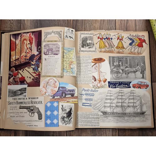 81 - Large and interesting vintage scrap book full of assorted newspaper and magazine cuttings, photograp... 