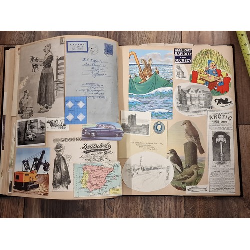 81 - Large and interesting vintage scrap book full of assorted newspaper and magazine cuttings, photograp... 