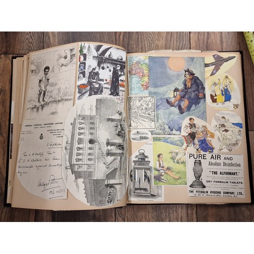 81 - Large and interesting vintage scrap book full of assorted newspaper and magazine cuttings, photograp... 