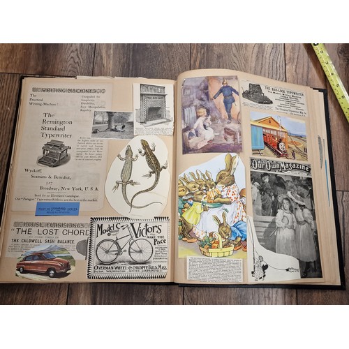 81 - Large and interesting vintage scrap book full of assorted newspaper and magazine cuttings, photograp... 