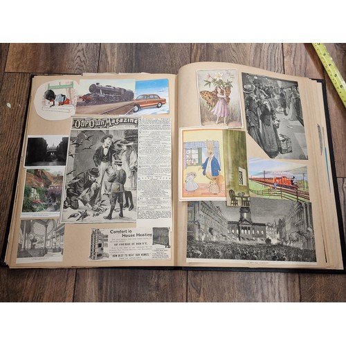 81 - Large and interesting vintage scrap book full of assorted newspaper and magazine cuttings, photograp... 