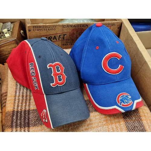 228 - 2 x vintage American baseball caps - Chicago Cubs and Boston Red Sox