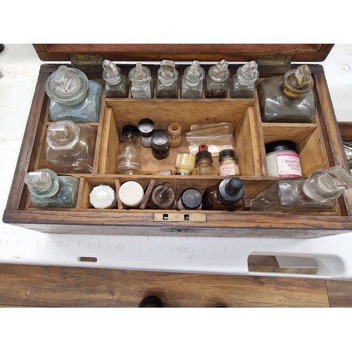 17 - Vintage dentists apothecary set in lockable case with key present