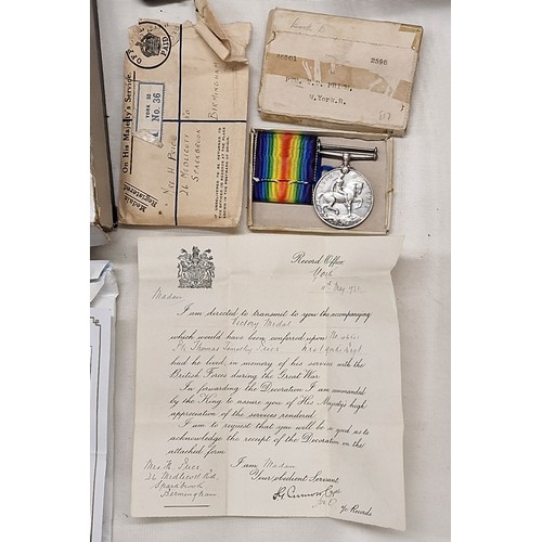 205 - Silver George V medal with records office letter to TT PRICE