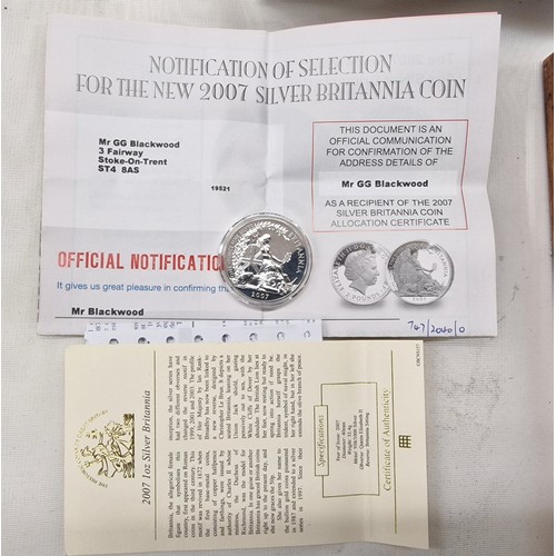 356 - 2007 1 oz silver Britannia collectors £2 coin with COA