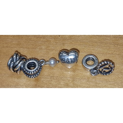 375 - 4 x Pandora charms including 21 and heart with engraved initials