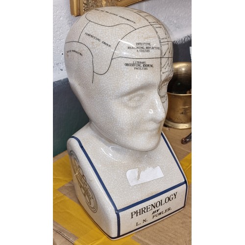 2 - 29 cm tall ceramic phrenology head