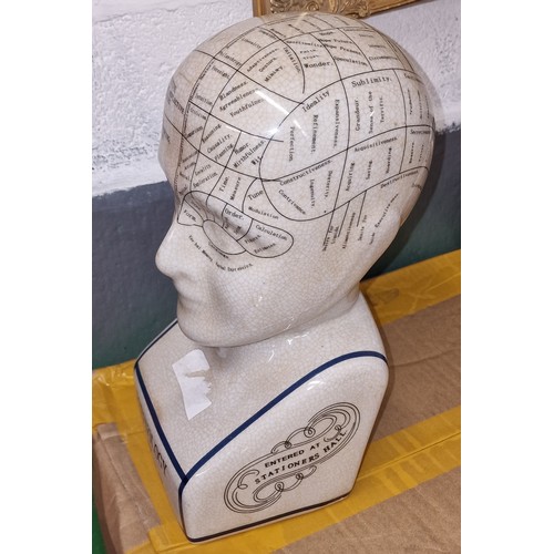 2 - 29 cm tall ceramic phrenology head